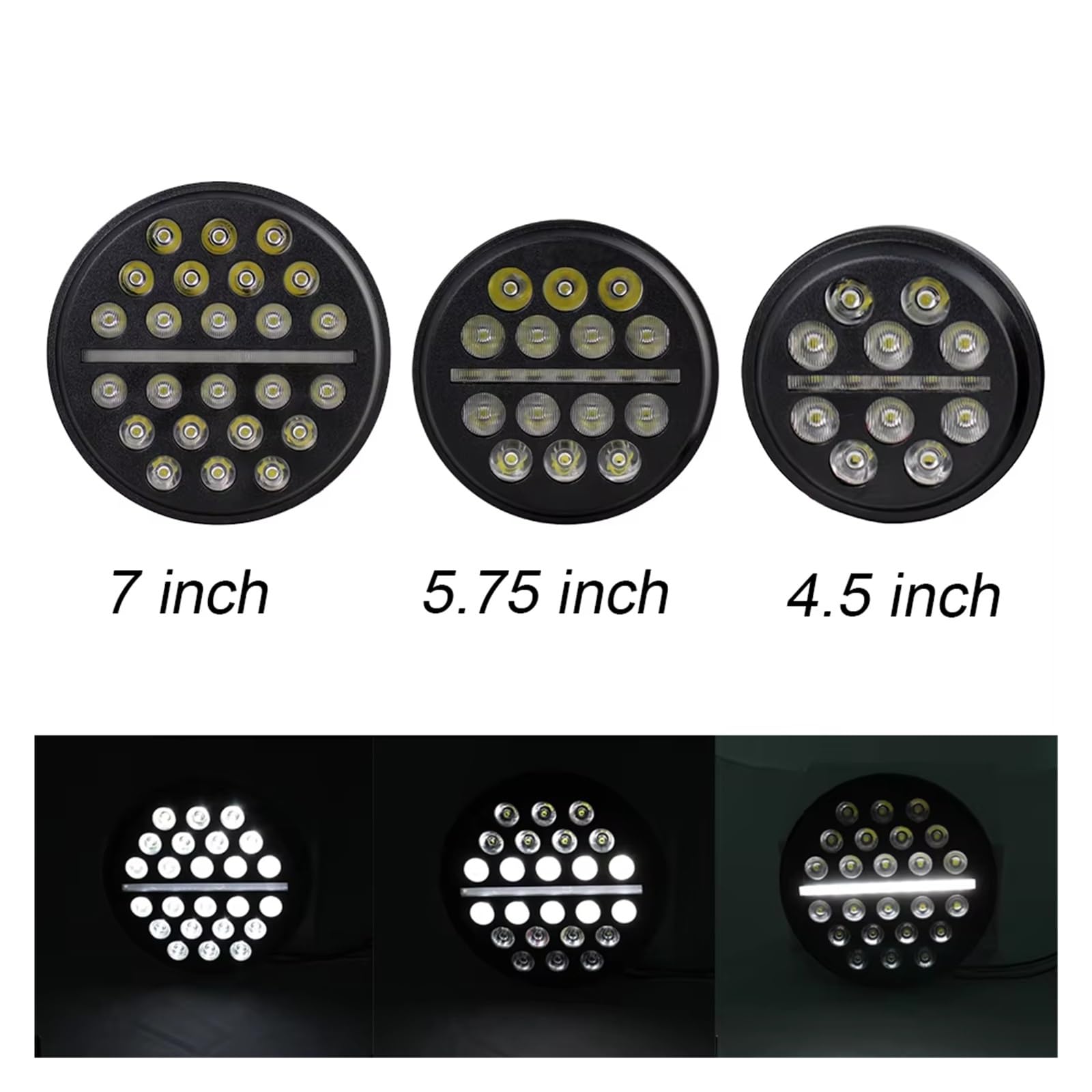 Faro LED Moto Per Jeep Per Wrangler Fuoristrada 4x4 Moto 7 Pollici 5.75 4. Faro Anteriore LED Rotondo Abbagliante Anabbagliante Con DRL