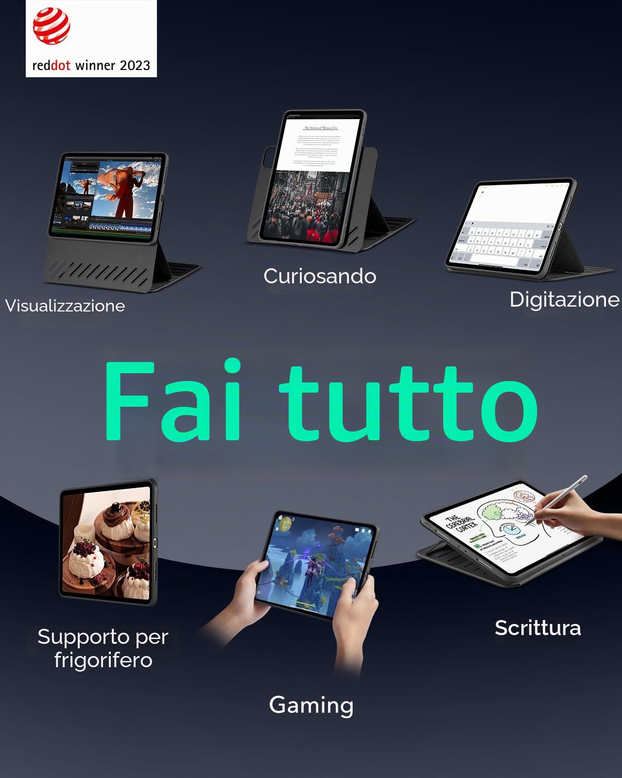 ESR Cover per iPad Pro 11" (2022/2021/2020/2018, 4a/3a/2a/1a Gen), Nero | Custodia Magnetica Rimovibile, Supporto Verticale Regolabile con Visualizzazione Rialzata, 9 Angoli in Piedi, Serie Shift