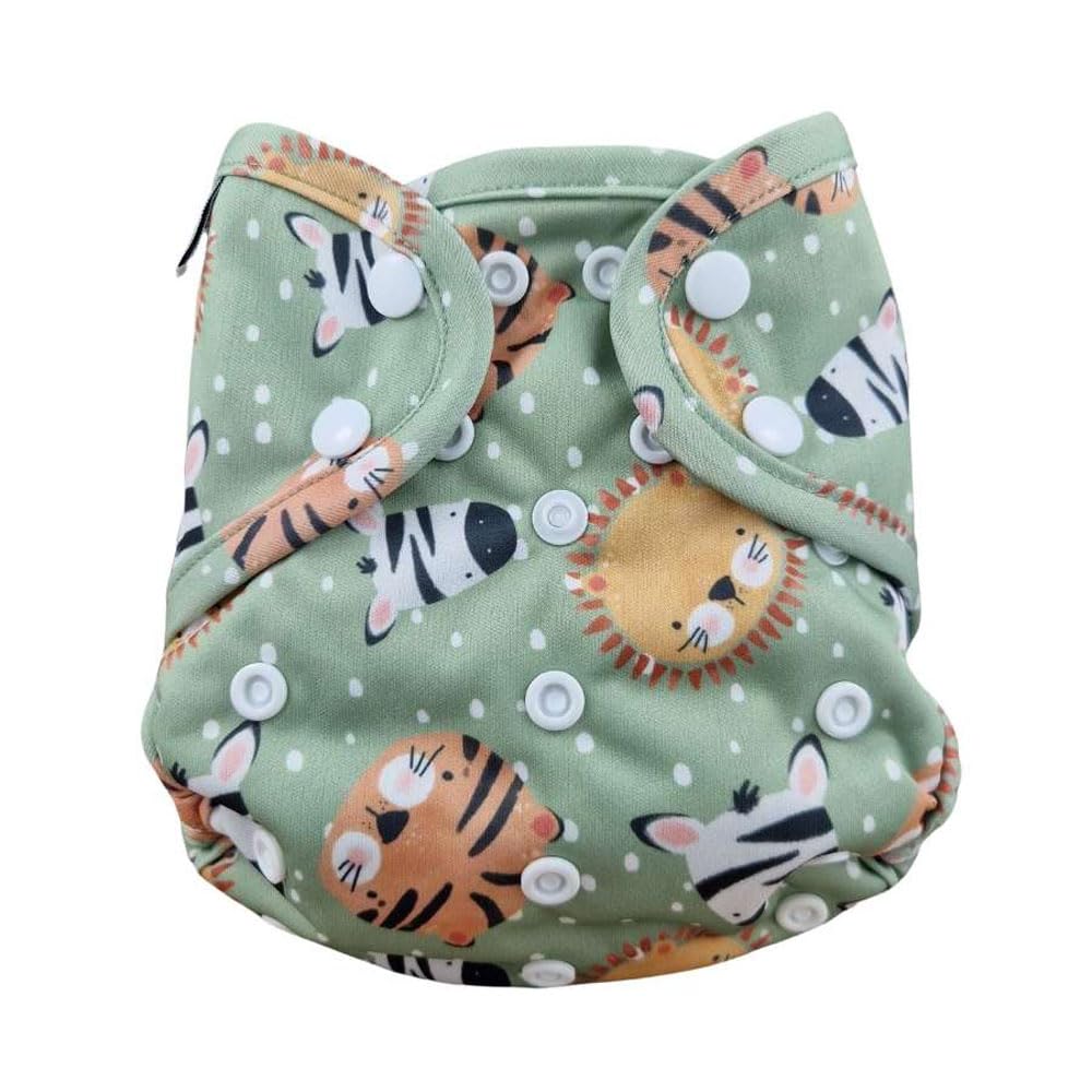 Canopy Thrive Reusable Nappy Cover, One Size 10-40 lbs, Double Gusset Design (Safari Animals)