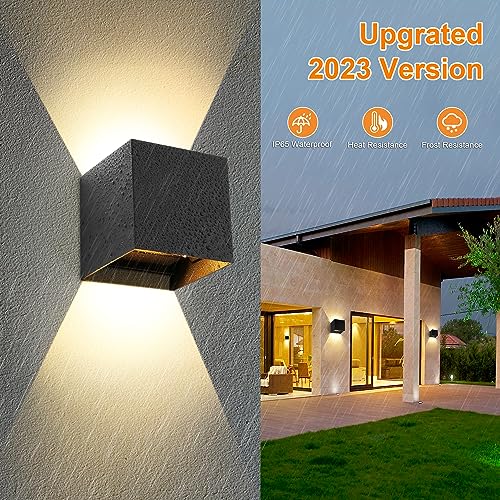 4 Stücke LED Wandleuchten Innen/Aussen Wandlampe 12W Auf und ab Einstellbarer Lichtstrahl LED Außenleuchten 2700-3000K Warmweiß Wandlampe LED IP65 Wasserdichte Wandleuchte Schwarz – Bild 3