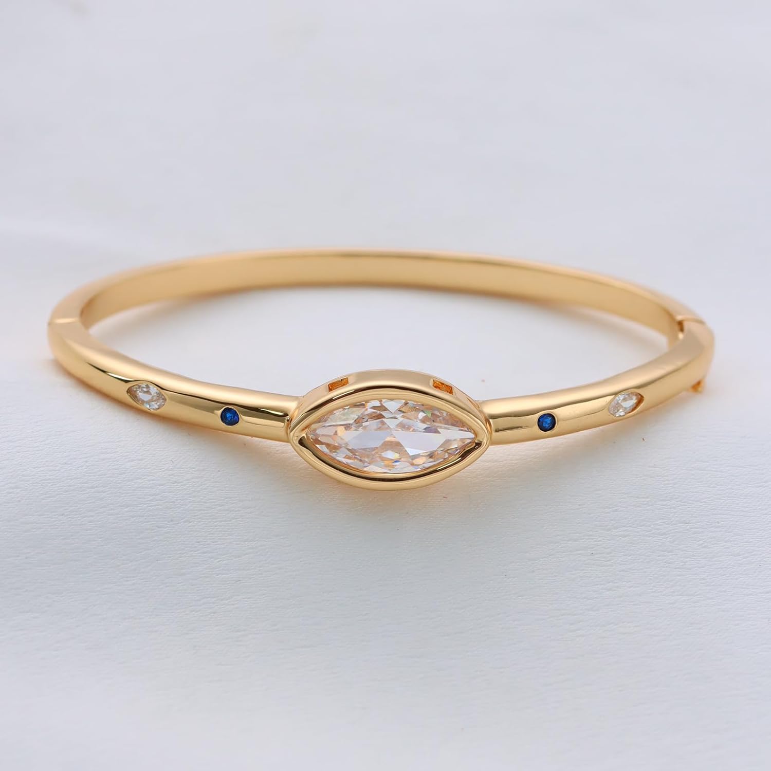 Bangle Bracelets for Women - Brass Cuff Bangle with Cubic Zirconia, 14K Gold & White Gold Plated, Meaningful Jewelry Gifts for Woman Wife Her Girlfriend Teens
