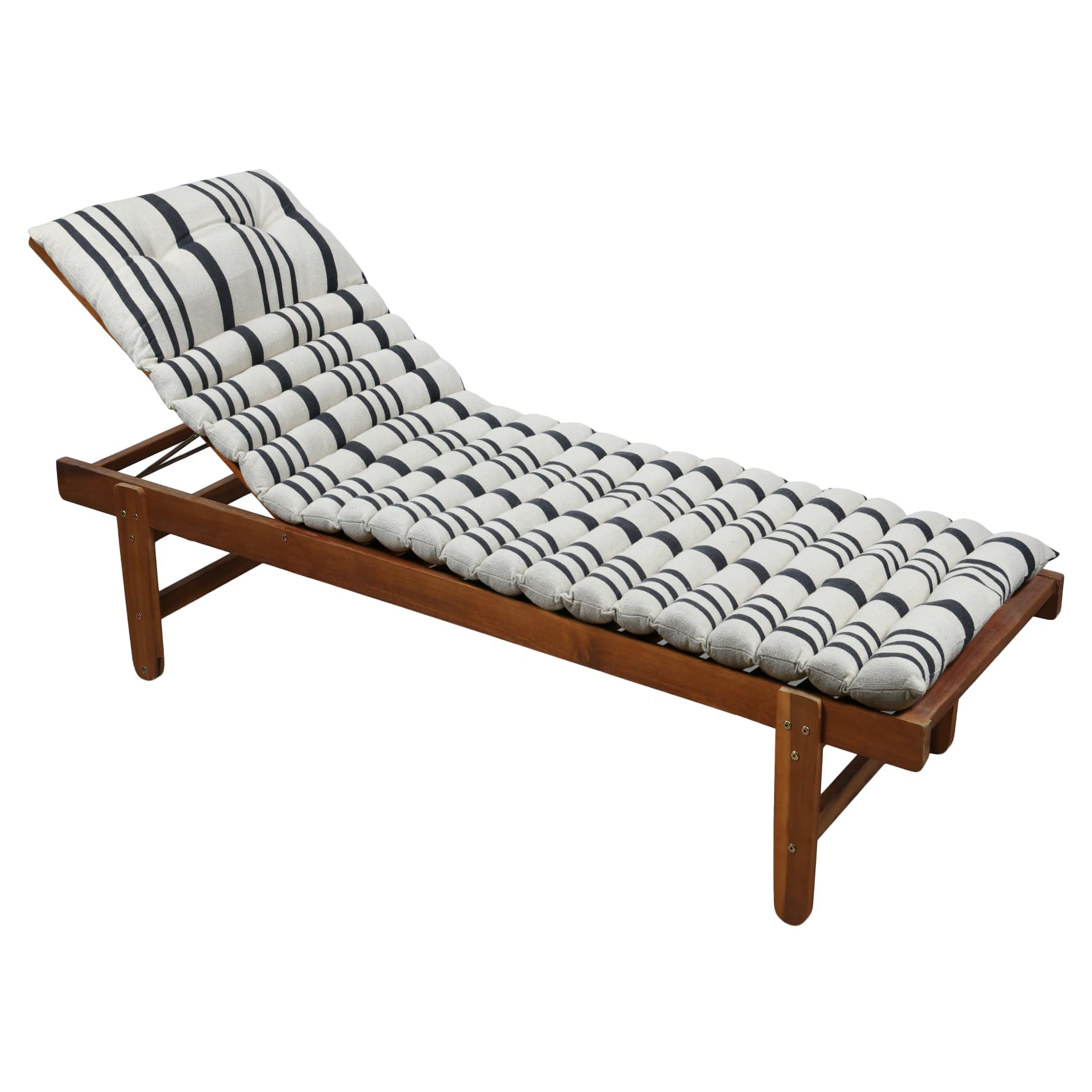 Lovely Casa - Matelas Bain de Soleil extérieur à Rayures Coton Gris foncé 180x60 cm