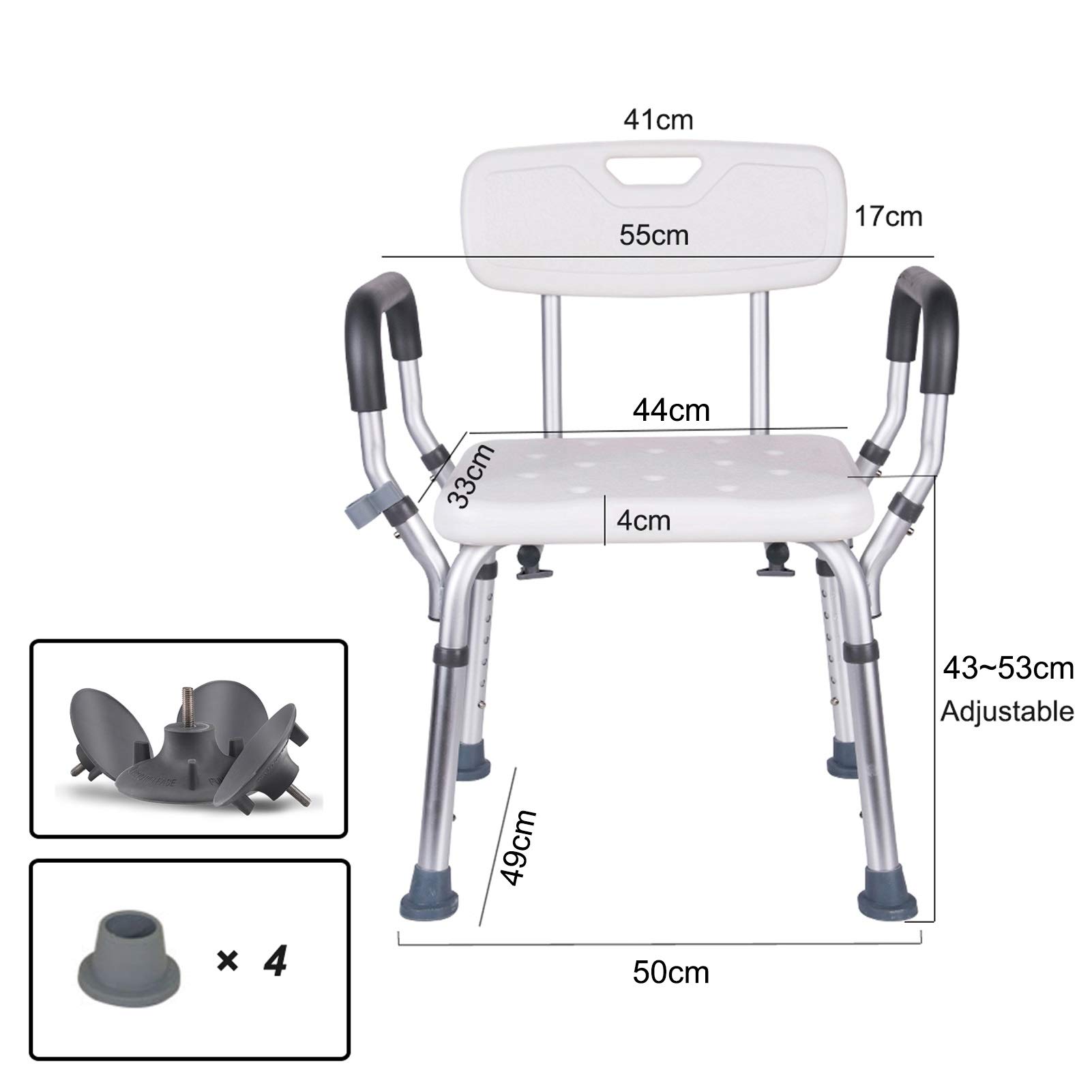 Silla de Ducha for bañera, Ducha Compacto Asiento Banco Stool Ligero Bañera con Asiento Antideslizante Assist, Silla de Ducha Ajustable médica for Ancianos, 150KG Capacidad