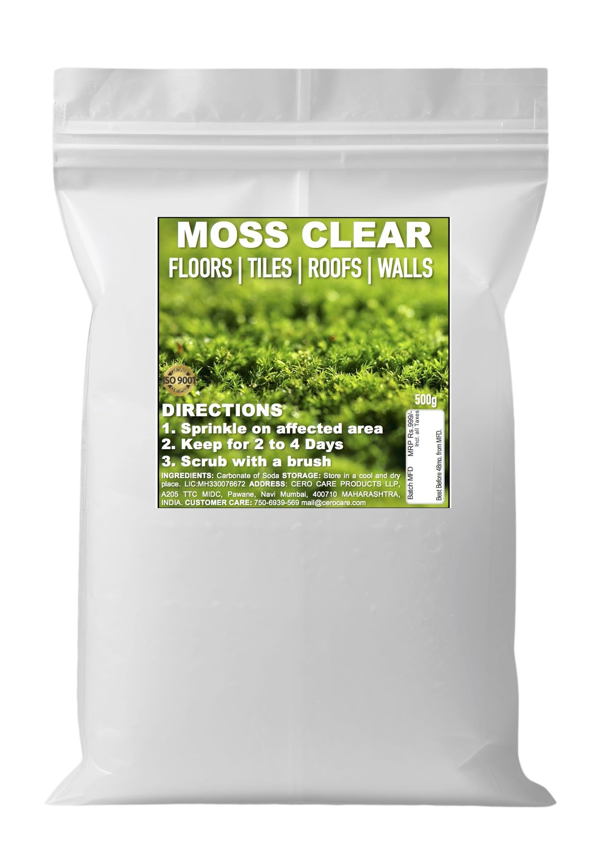 CERO ® Moss Clear, Moss Mould Mildew Cleaner for Floors Tiles Roofs Walls (500g)