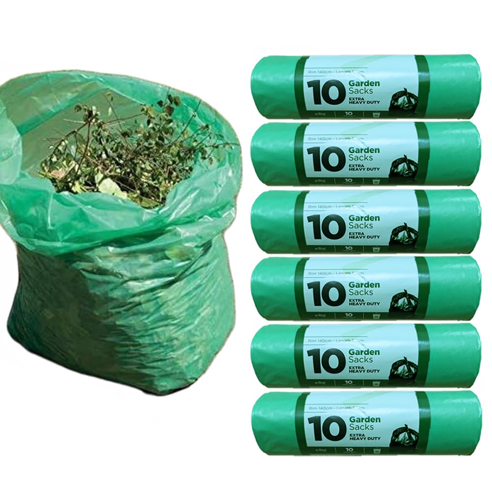 Bag Market | Heavy Duty Green Garden Waste Bags/Sacks on a Roll - 118 Litres - Bin, Refuse, Rubbish (2 Rolls - 20 Bags)