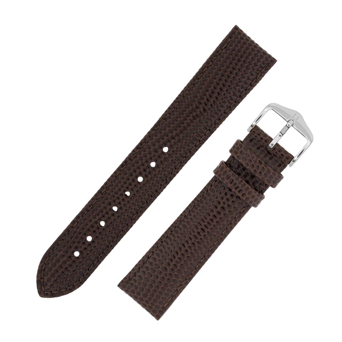 HirschRainbow Lizard Embossed Leather Watch Strap with Buckle in Brown
