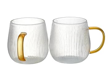 Amazon.co.jp: GLASKEY Borosilicate Glass Coffee Mugs Set of