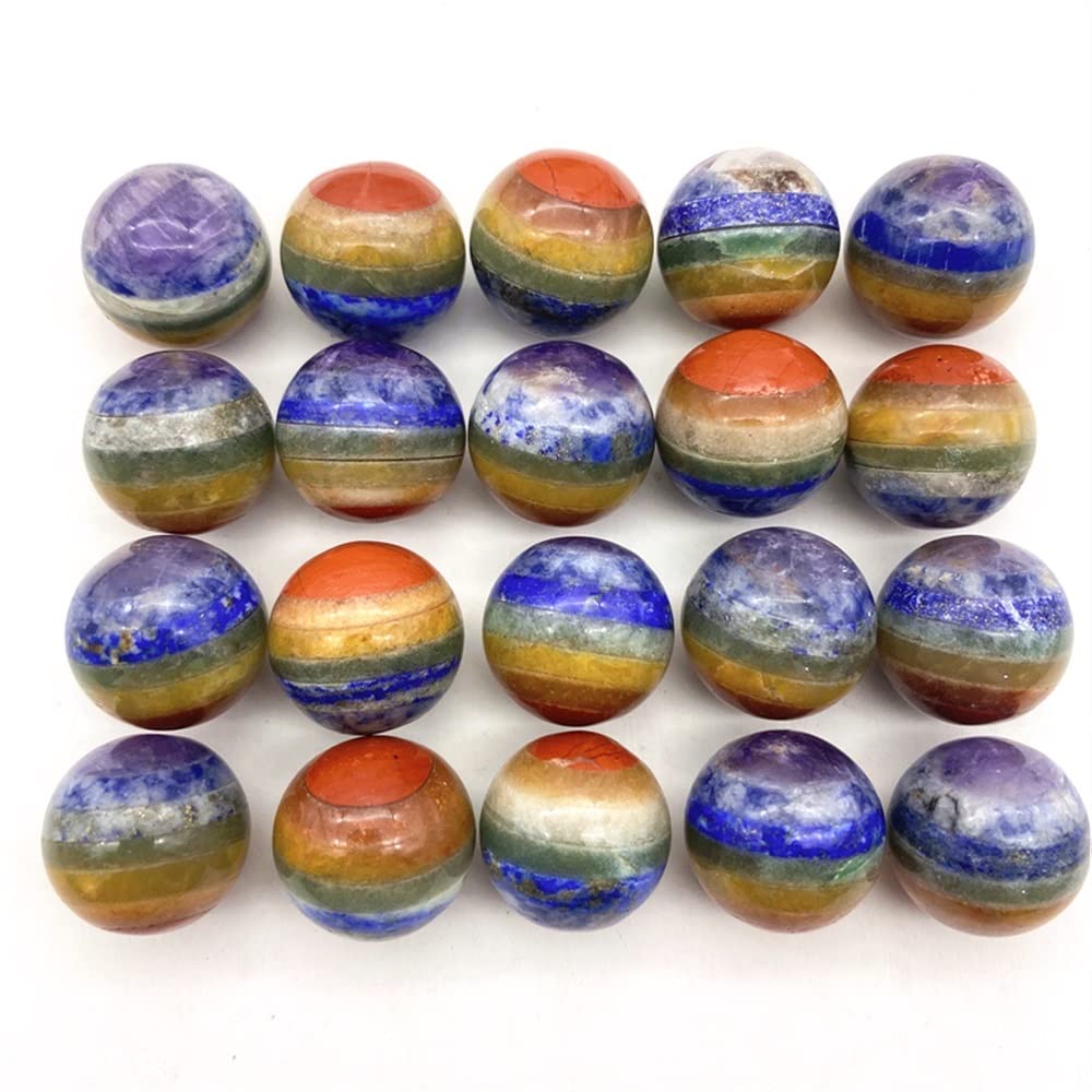 Meditation home 1 szt. 20 mm naturalny 7 czakr kwarc kryształ kula w kształcie kuli leczniczy kamień szlachetny polerowany naturalny kwarc kryształy