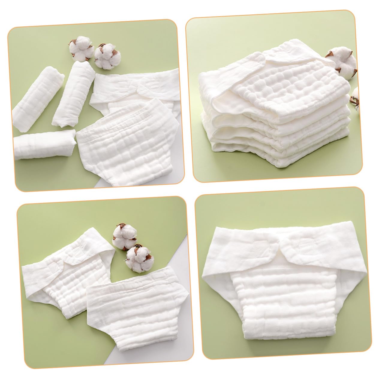 Forros de Pañal Reutilizables para Ñiño, Algodón Blanco, 5 Piezas