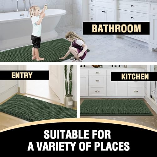 Miniatura 7 de H.VERSAILTEX Juego de 3 alfombras de baño antideslizantes y extra absorbentes para baño con alfombras de inodoro para bañera, juego de alfombras