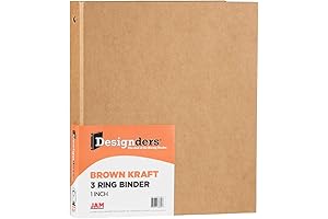 JAM PAPER Kraft 1 inch Binder: Natural Recycled Kraft 3 Ring Binder