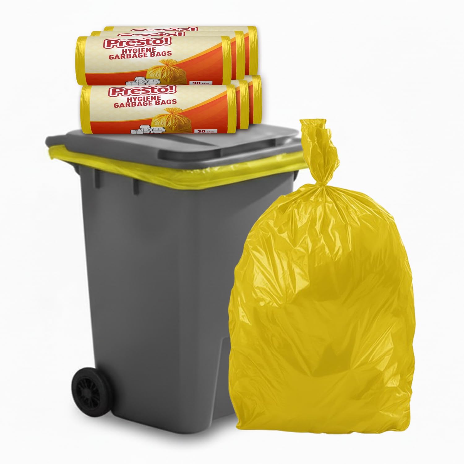 Amazon Brand - Presto! Hygiene Bags | XS | 180 Count | 30 Bags x 6 Rolls | 12 X 16 In | Yellow-image-31