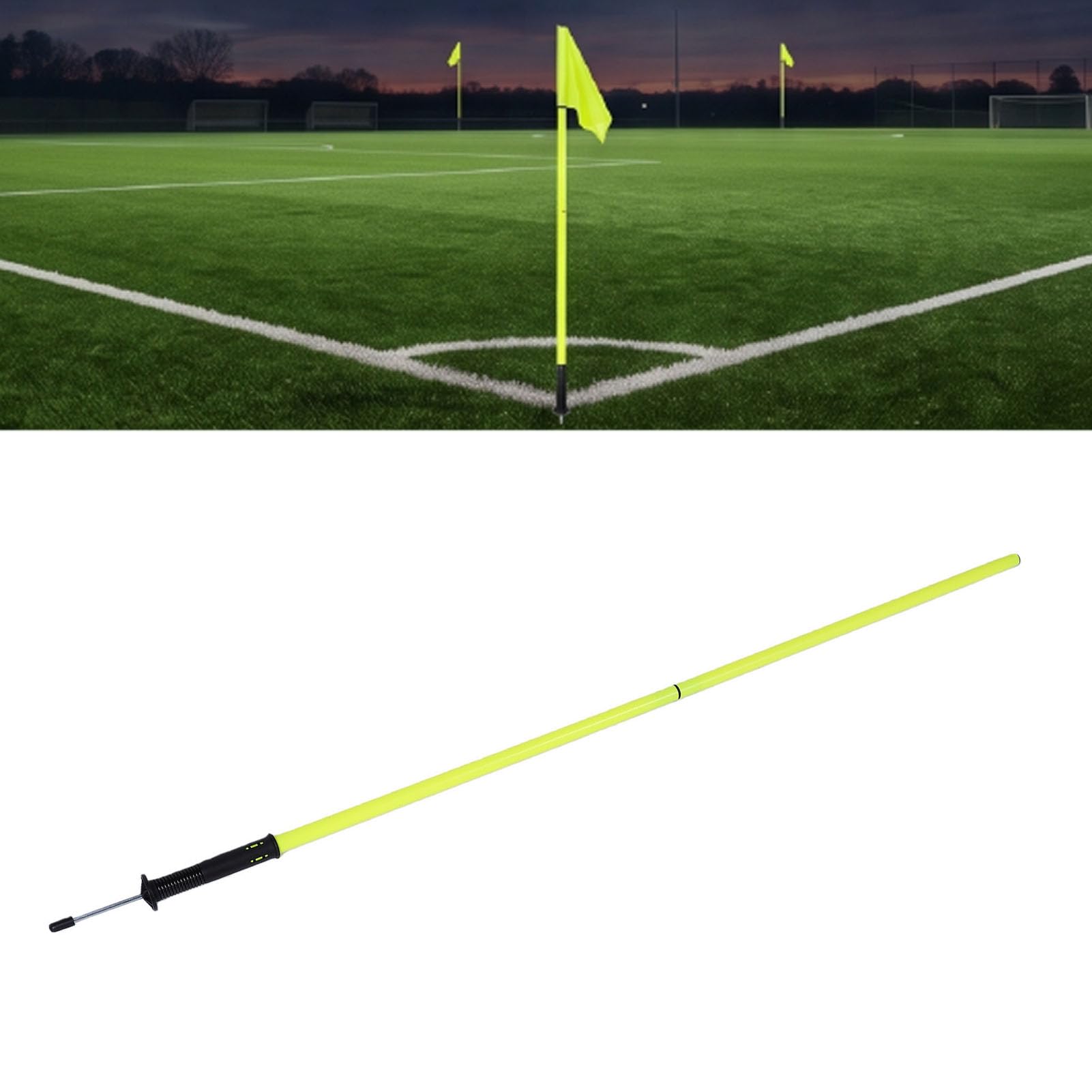 Aste per Bandierine da Calcio, Kit Bandierine Angolo Campo, 4 Pezzi con Base a Molla, for Campi da Calcio (Verde Fluorescente) | Palo da allenamento calcio antivento, facile da montare, visibile e stabile