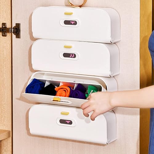 Miniatura 2 de Underwear Socks Storage Box, Multifunctional Storage Box, Plastic Wall Mount Underwear Drawer Organizer, Can Be Used to Store Underpants, Socks, Ties