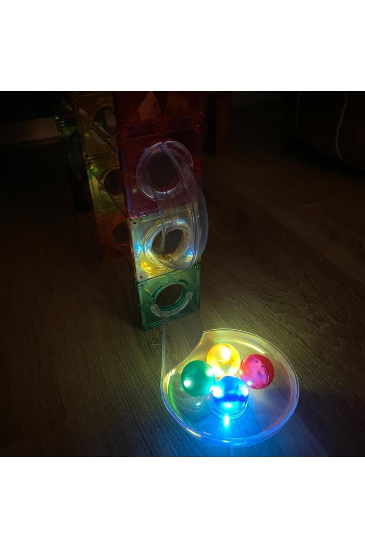 Kugelbahn-Lichteffekt-Bausatz in Knallfarben 100 Teile, langlebiges Magnetspielzeug mit Licht, Robustes Lernspielzeug, erweiterbare Sets, für Kinder ab 3 Jahren