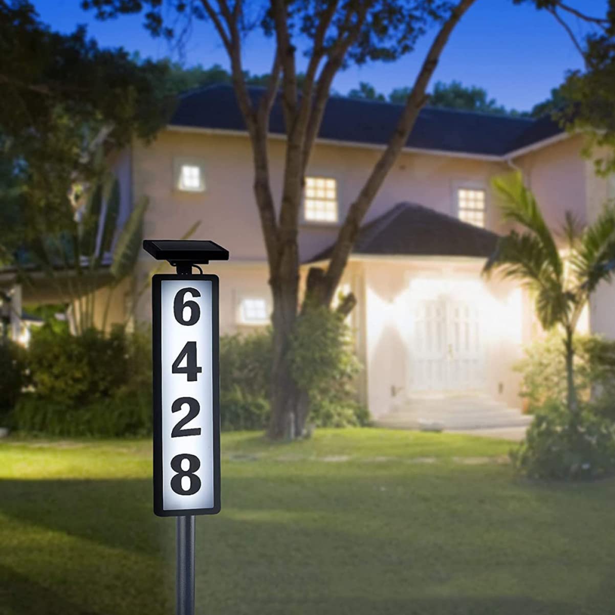 DOITOOL Targa Civico Solare per Esterno, Numero Casa Luminoso, Plastico Nero, Illuminazione per Giardino e Patio