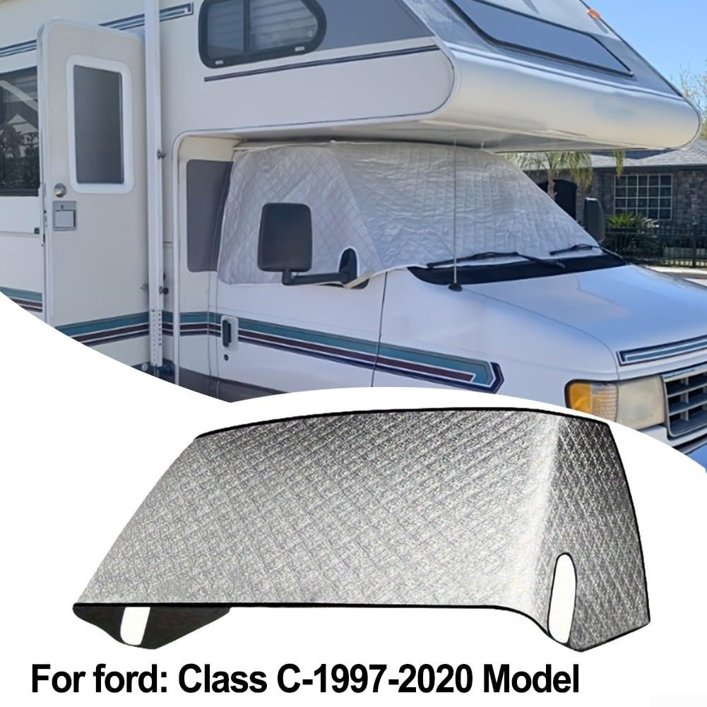 HpLive Couverture de pare-brise thermique pour Ford 1997-2020 camping-car Isolation de pare-brise 207 x 157 x 74 cm Argent