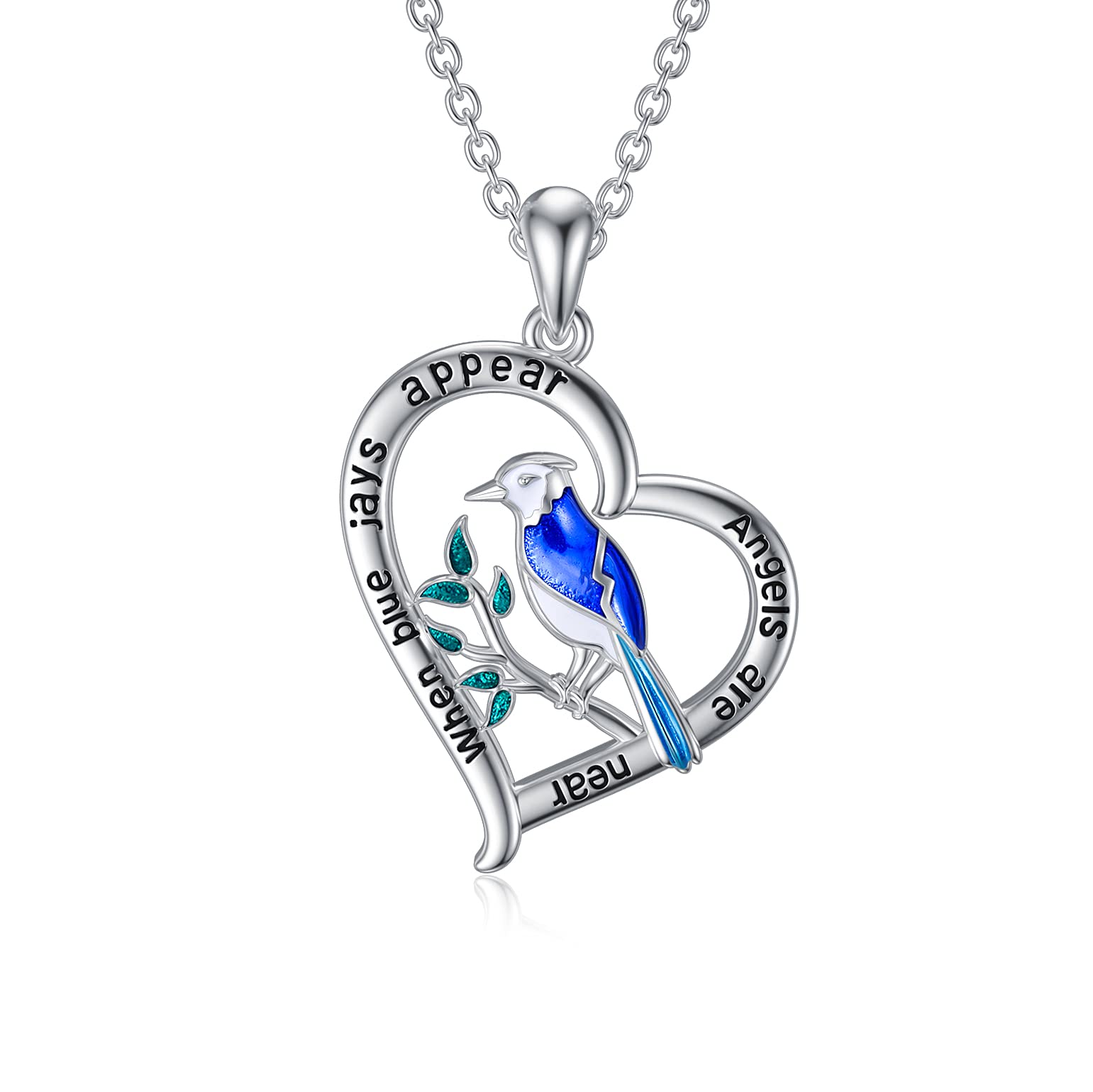 LONAGO 925 Sterling Silver Blue Jay/Parrot Necklace Bluebird of Happiness Robin Pendant Jewelry Our Love Never Dies Gifts for Women Mom