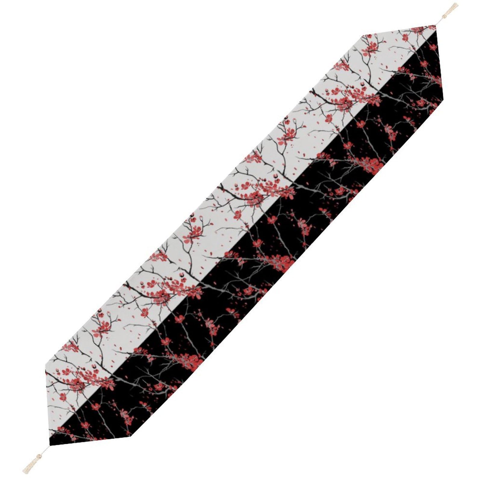 JZemdybill 178*33cm Table Runner with Tassel, Cherry Blossom Table Runner, Table Decoration for Kitchen, Party, Restaurant