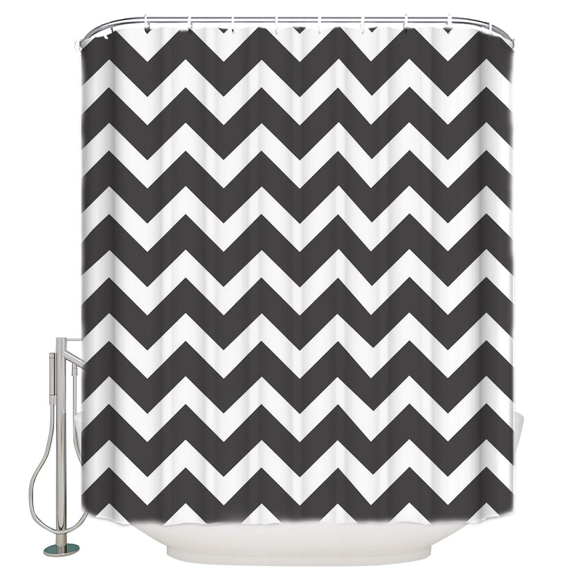 Livencher Bathroom Shower Curtains 72x84 Inch - Fabric Waterproof Curtain with Hooks Washable Bath Curtain - Modern Ripples Shower Curtain Sets
