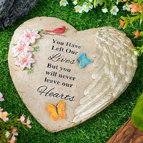 Memorial Garden Stones with Heartfelt Quote, Sympathy Gifts for Loss of Loved One, Bereavement Memorial Statue for Outdoor or Indoor Decor, Waterproof Stone for Grave Decoration(10 Inch)
