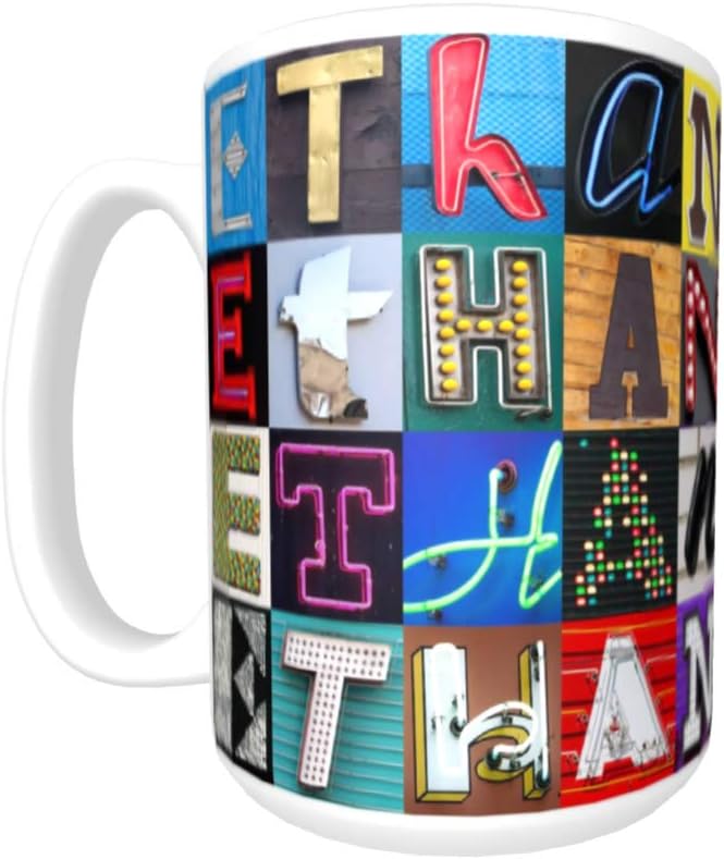 ETHAN Coffee Mug/Cup - using photos of sign letters - personalized