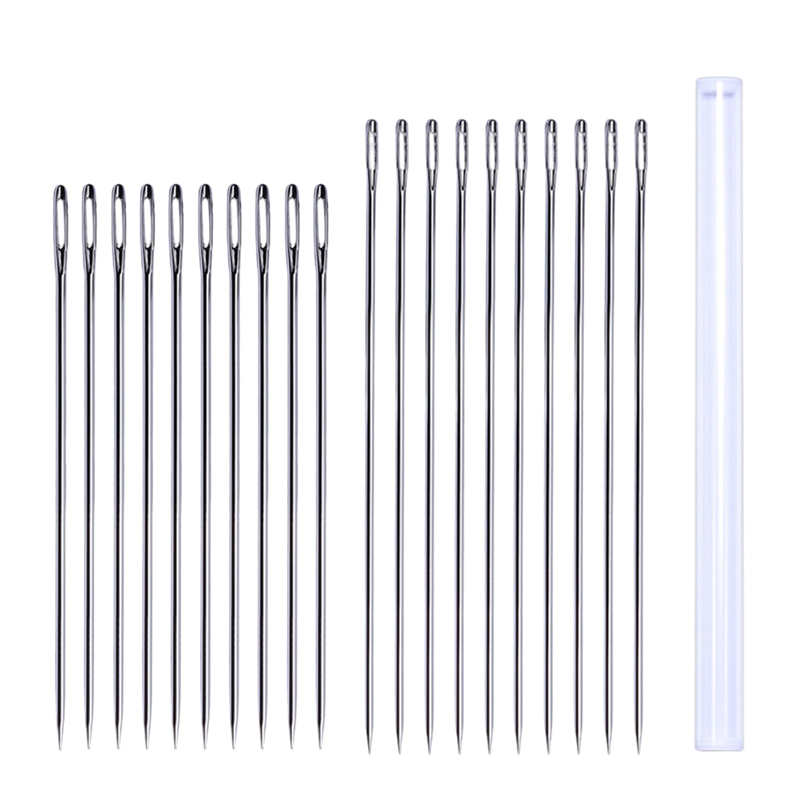 20 Pcs 2-Size Big Eye Long Hand Sewing Needles Combo: Needles for Sewing with Storage Case for Quilting, Upholstery (6"&6.9")