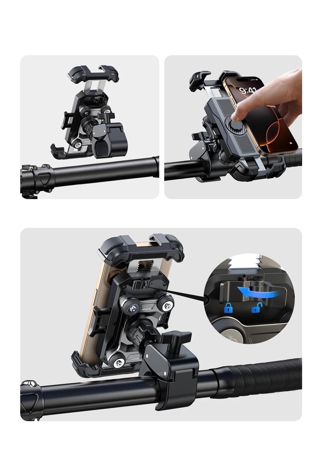 Navigation Mount Replacement Per 4,7-7'' Supporto Per Moto Anti Vibrazione Telefono Da Per Manubrio Per Bici Bicicletta Funzionamento Con Una Sola Mano Vista A 360°