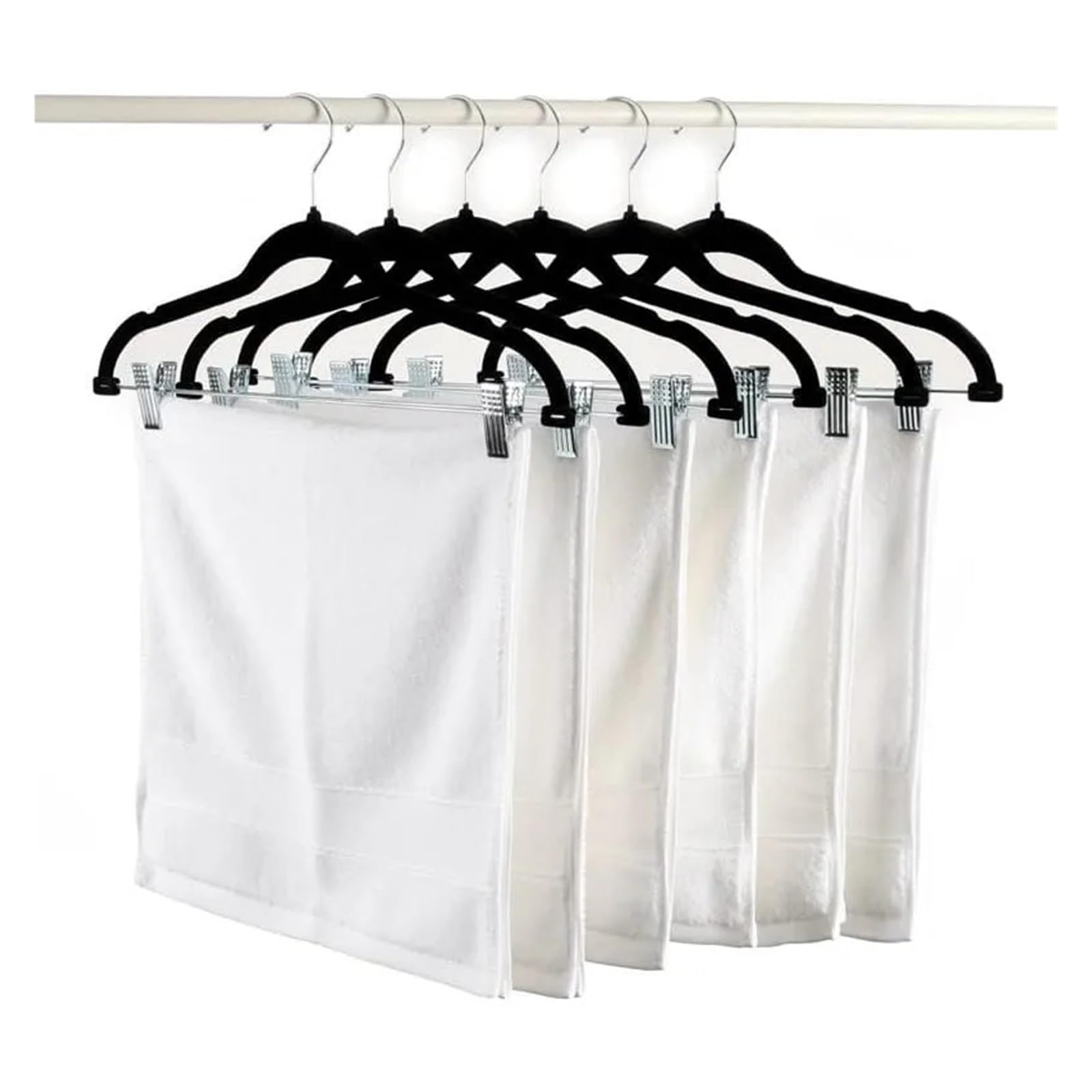 Paquete de 30 perchas de terciopelo con clips, para pantalones, faldas y trajes, antideslizantes, para vestidos, blusas y pantalones