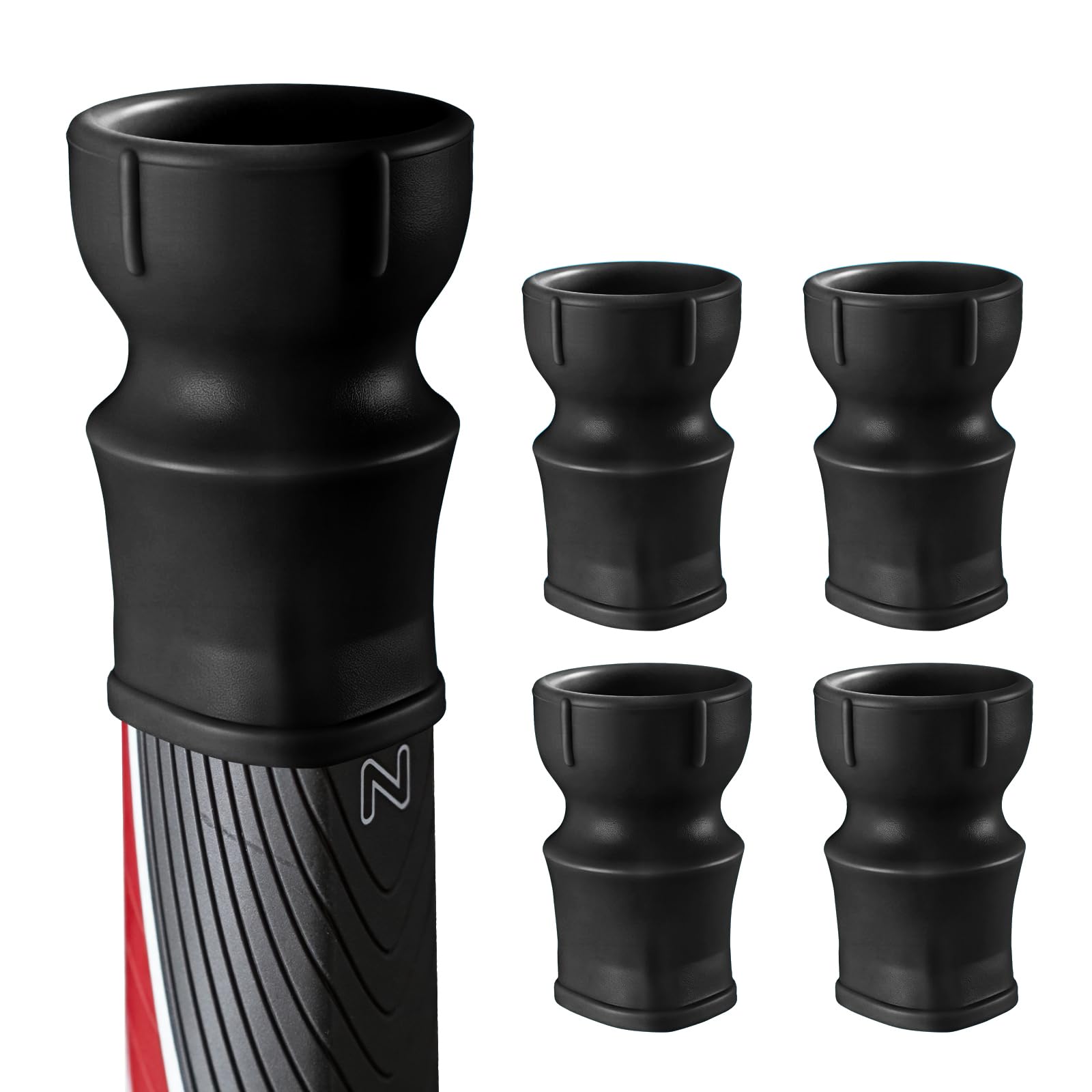 AXKAL Golf Ball Retriever for Putter Handle 4 Pack, Durable Silicone Ball Grabber Saver Suction Cup with Easy Pick-Up Deign, Premium Golf Ball Picker Upper for Super Stroke Putter Grip (Black)