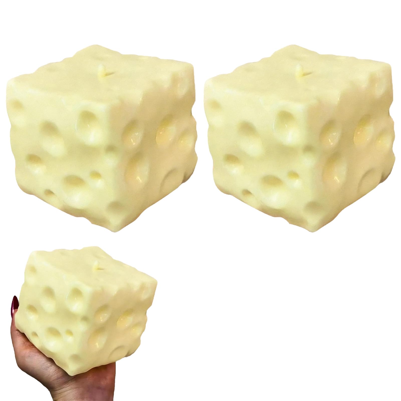 Cheese Shaped Squishies Fidget Toy, Smooth Non Sticky Elastic Material With Soft Bouncy Texture, Reusable Deformable Squeeze Plaything With Classic Cube Appearance For Desktop Placement，2PCS