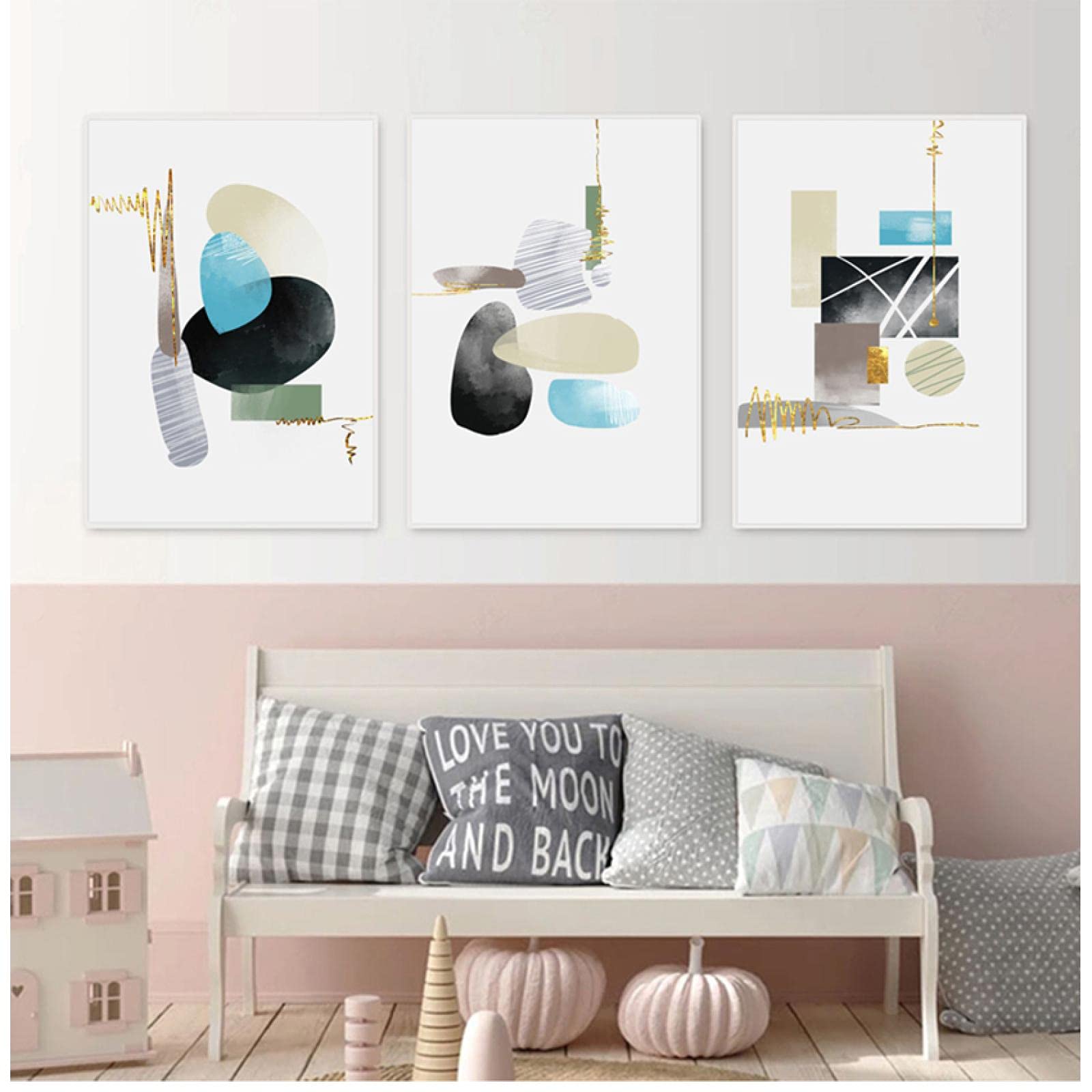 Toile géométrique style nordique 50x70cm : la solution idéale pour réveiller un mur blanc