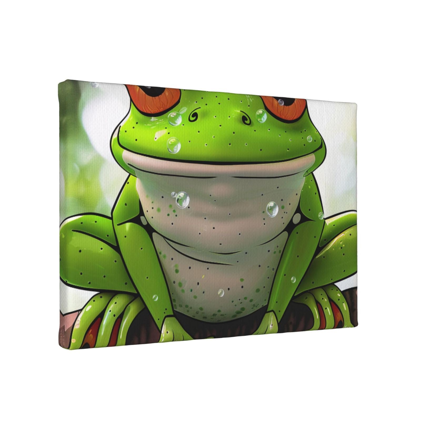 YKLJG Cute Frog Art Printed Wall Art Canvas Painting 30x20 CM Wooden Framed Picture Painting Artwork Prints for Bedroom Kitchen Home Office Decor