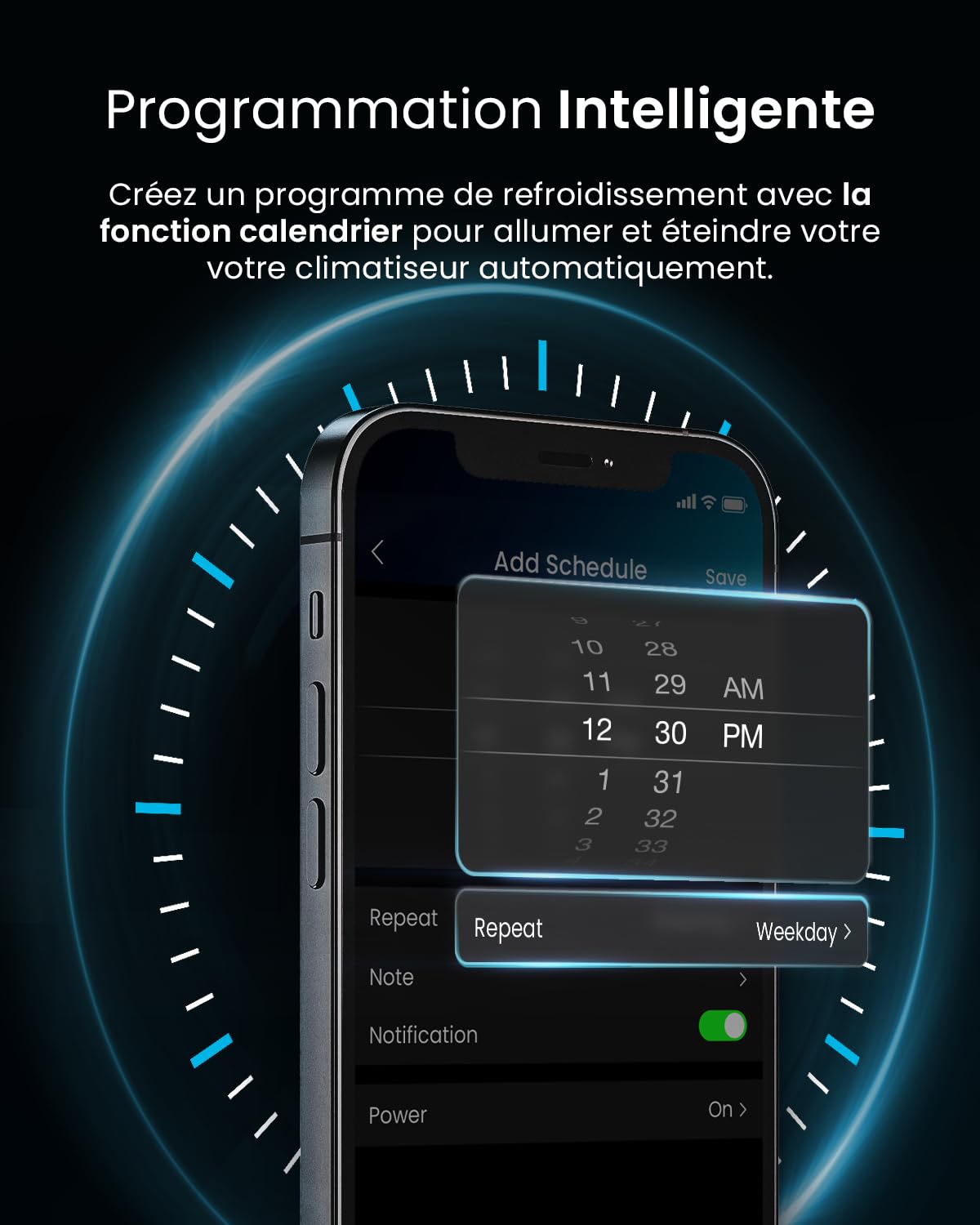 Pro Breeze Climatiseur Mobile 4-en-1 9000 BTU - Clim Puissante compatible WiFi avec Application- Minuterie 24 heures, Télécommande et Kit Fenêtre inclus pour Chambre, Salon 22m² [Classe énergétique A]