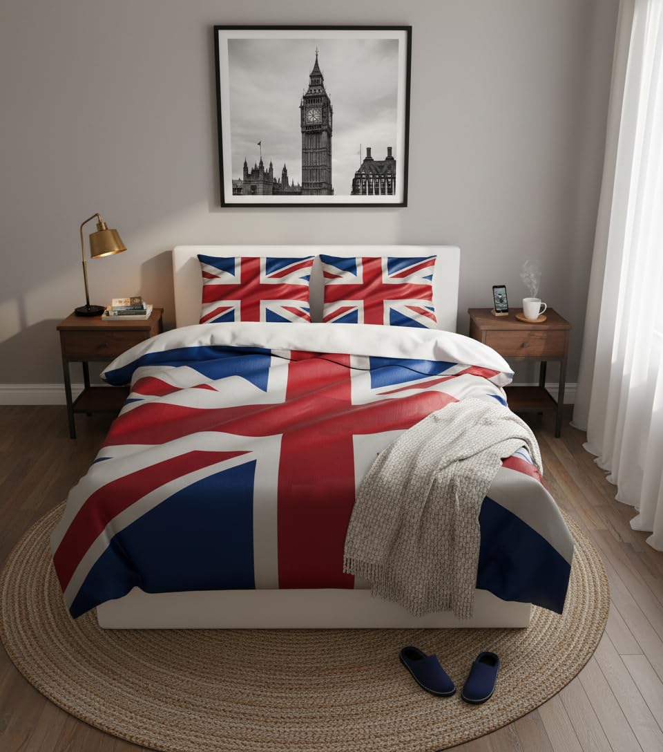 Adamlinens Union Jack Adam Home 3D Digital Printed Duvet Cover Set With Pillowcases Home Bedroom Décor Microfiber Superking Bedding Set Made In Uk |