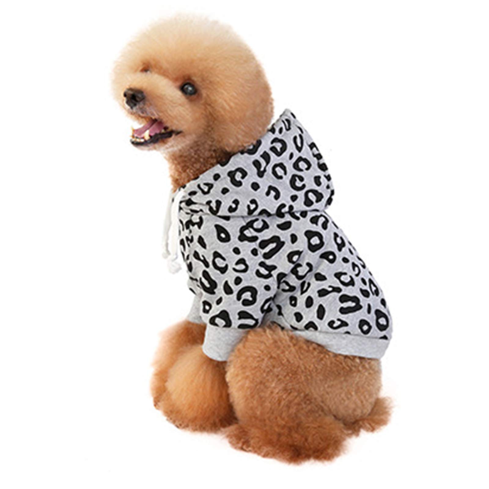 Haokaini Pet Hooded Sweatshirt Leopard Print Cotton Jumper Dog Puppy Fleece  Top Apparel Jumpsuit Pullover for Small Dogs Puppy Schnauzer Teddy Poodle