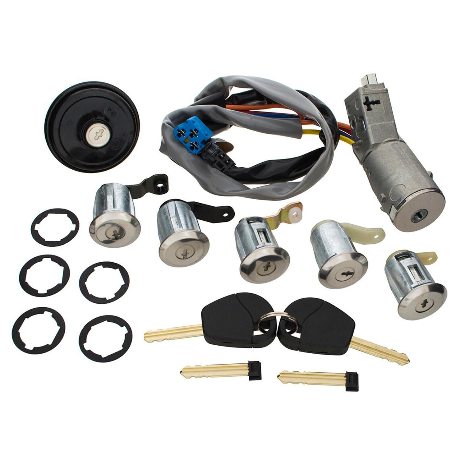 Kit de cerradura de encendido y tapón del depósito de combustible compatible con Citroën Berlingo y Peugeot Partner - OEM 4162CF - Llaves + encendido + tapa del depósito de combustible