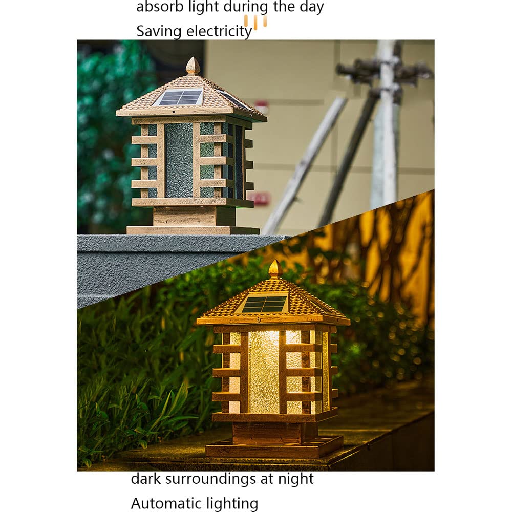 Außenpfostenleuchte für Garten, Terrasse, Retro-Stil, europäischer Stil, Innenhof, Zaun, Stumpenlampe, wasserdicht, Terrasse, Veranda, Feuchtraum, Solar-Säulenlampe