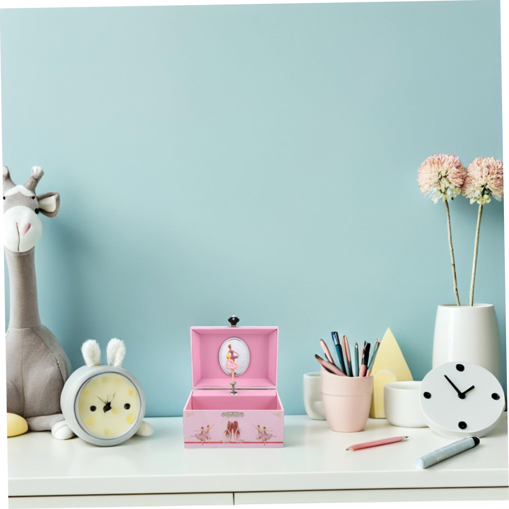 Mikikit Caja De Música Ballet Rosa 13 Cm Joyero Musical para Niñas Almacenamiento De Joyas con Bailarina Giratoria Obsequio De Cumpleaños Infantil