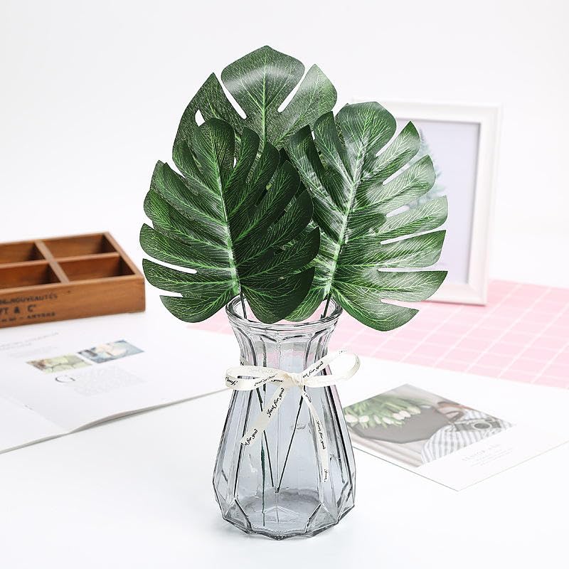 Image of SPHINX Artificial Pine,Cedar,Cypress,Conifer,Eucalyptus Stems /Needles- Faux Greenery Home Decor,Festivals,Trousseau,Gift Packing,Baskets,DIY Crafts & Celebrations- (5, Monstera Leaves Sticks Needles)