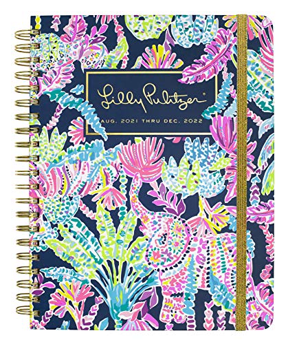 Lilly Pulitzer Jumbo 2021-2022 Planner Daily Weekly Monthly, Hardcover Agenda Dated Aug 2021 - Dec 2022, 17 Month Calendar with Notes Pages, Stickers, Pocket, & Laminated Dividers, Seen and Herd