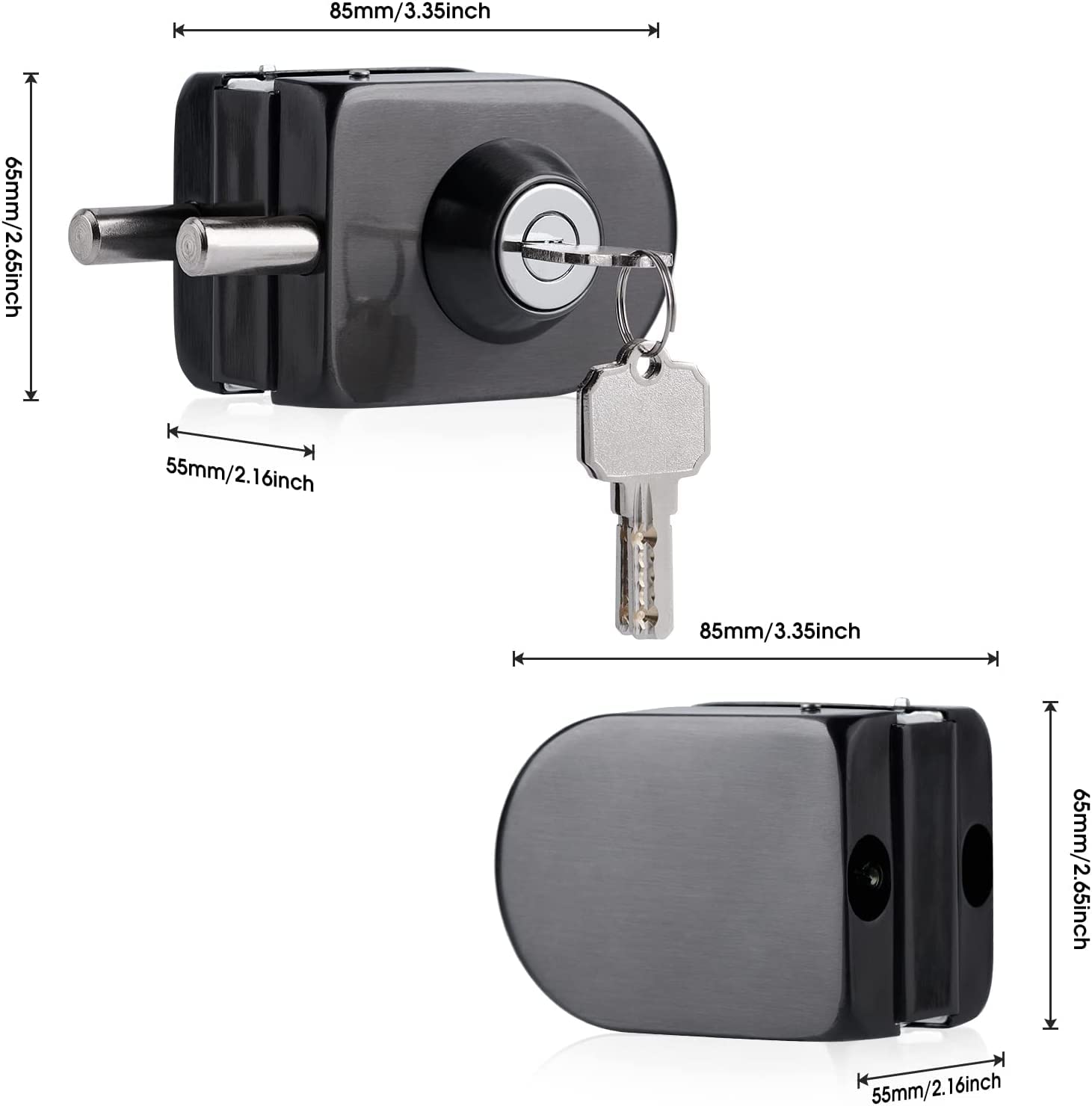 Ranbo Frameless Double-Sided Glass Door Lock, No-Drill, 304 Stainless Steel, Suitable for 10mm-12mm Thick Glass Doors - Image 2