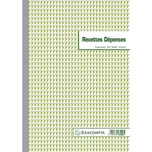 Exacompta - Réf. 13500E - 1 Manifold Recettes dépenses 29,7x21cm 50 feuillets dupli autocopiants