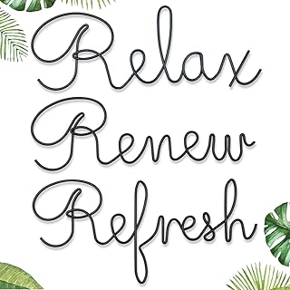 KRSHEMDE Bathroom Wall Decor Relax Renew Refresh Metal Sign Black Bathroom Decor Wall Art Metal Letter Sign Decor Bathroom Metal Art Wall Decor Black Metal Wall Decor for Home Decoration