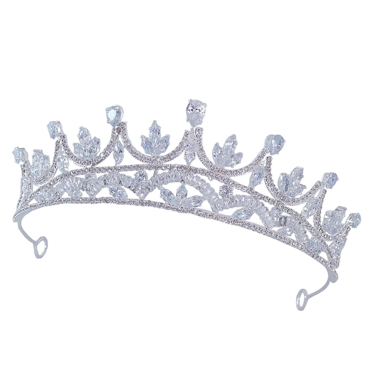Ipetboom Hochzeitskrone Damen Zirkonia Brautkrone Haarschmuck Leicht und Langlebig für Frauen und Mädchen Braut Haarreif Stirnband Party Geschenk