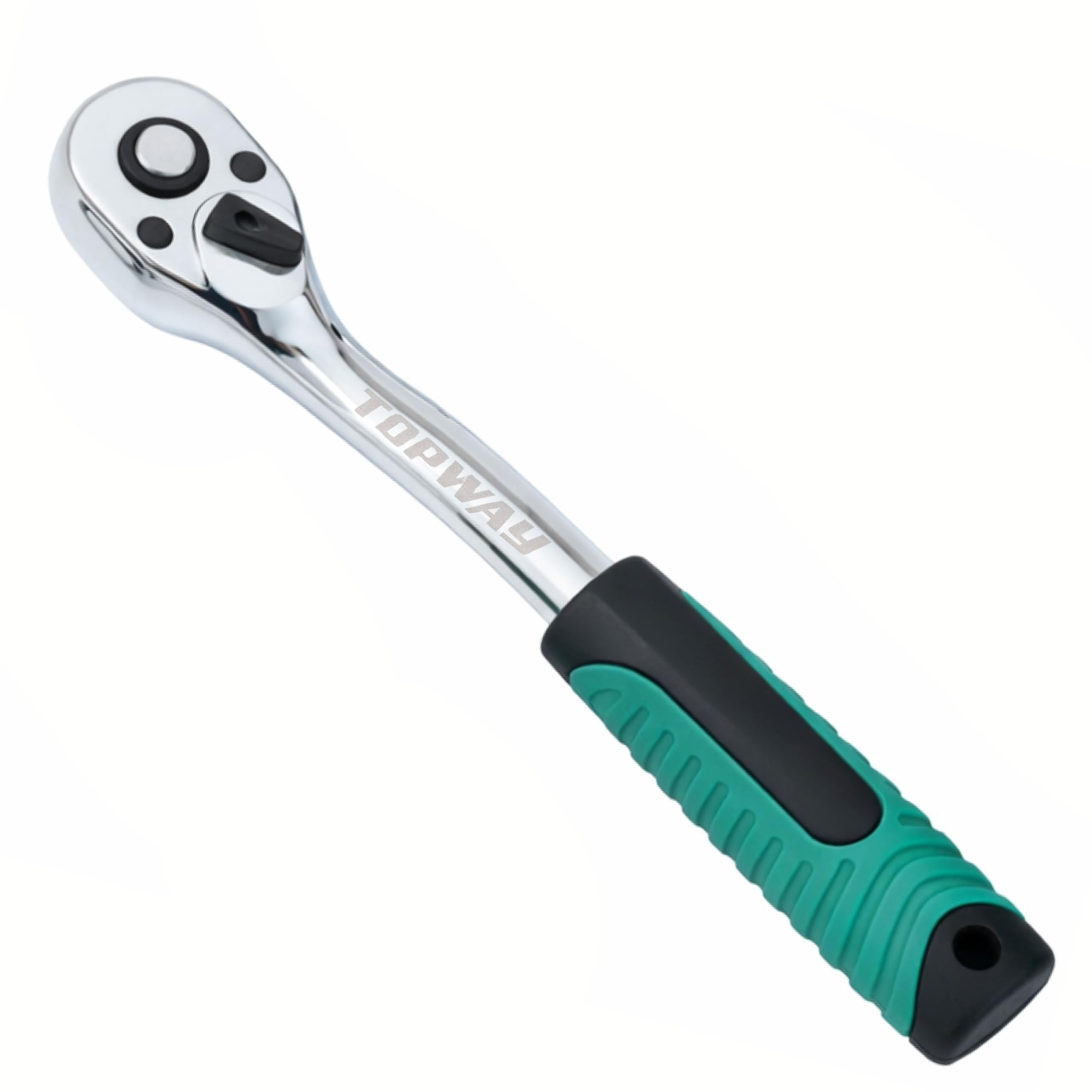 TOPWAY Llave de Carraca 3/8", Mango para Llave de Tubo de Liberación Rápida de 72 Dientes, Acero al Cromo Vanadio, Herramienta para Taller de Reparación de Automóviles, 200mm 422907