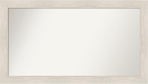 Amanti Art Espejo de baño blanco para sobre el fregadero, 29 x 51 pulgadas, espejo de tocador rectangular de madera dura lavado blanco, marco de