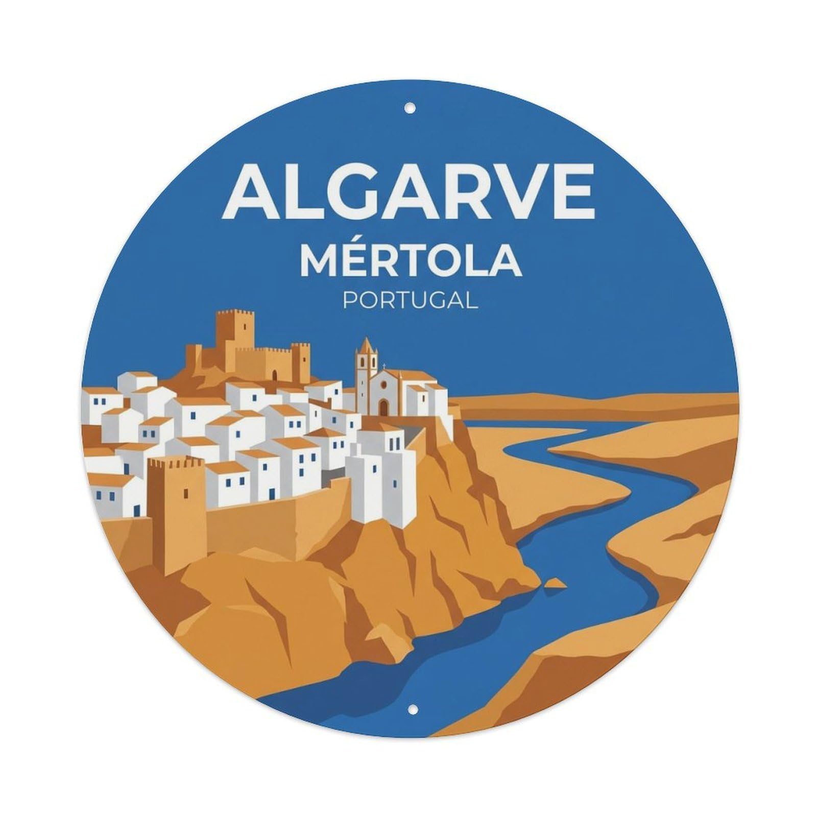Olhnbad Style Portugal Algarve Mertola Castle Portuguese Heritage Metal Tin Sign