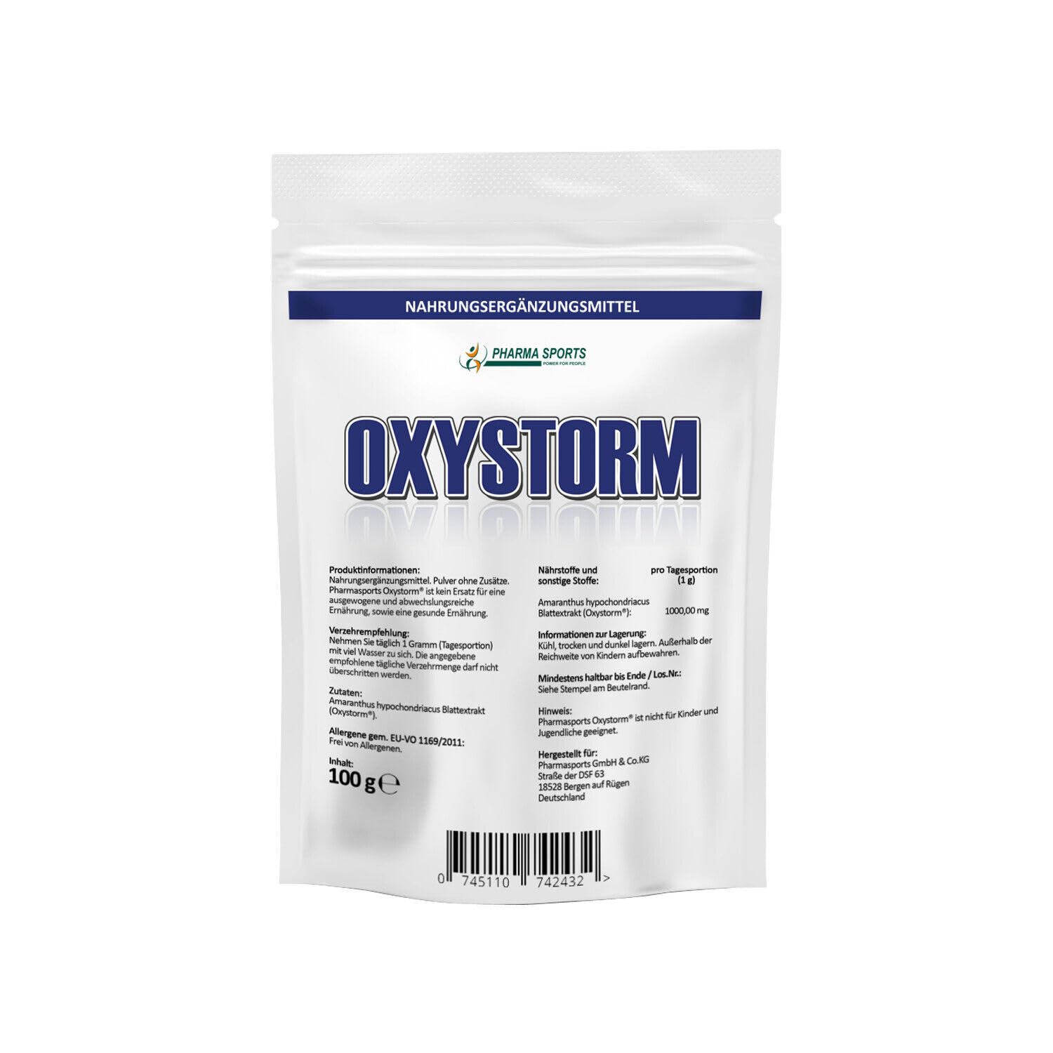 Reines Amaranthus Blattextrakt Pulver 100g (Oxystorm®) Nitrate Powder ohne, Trennmittel, Farbstoffe usw