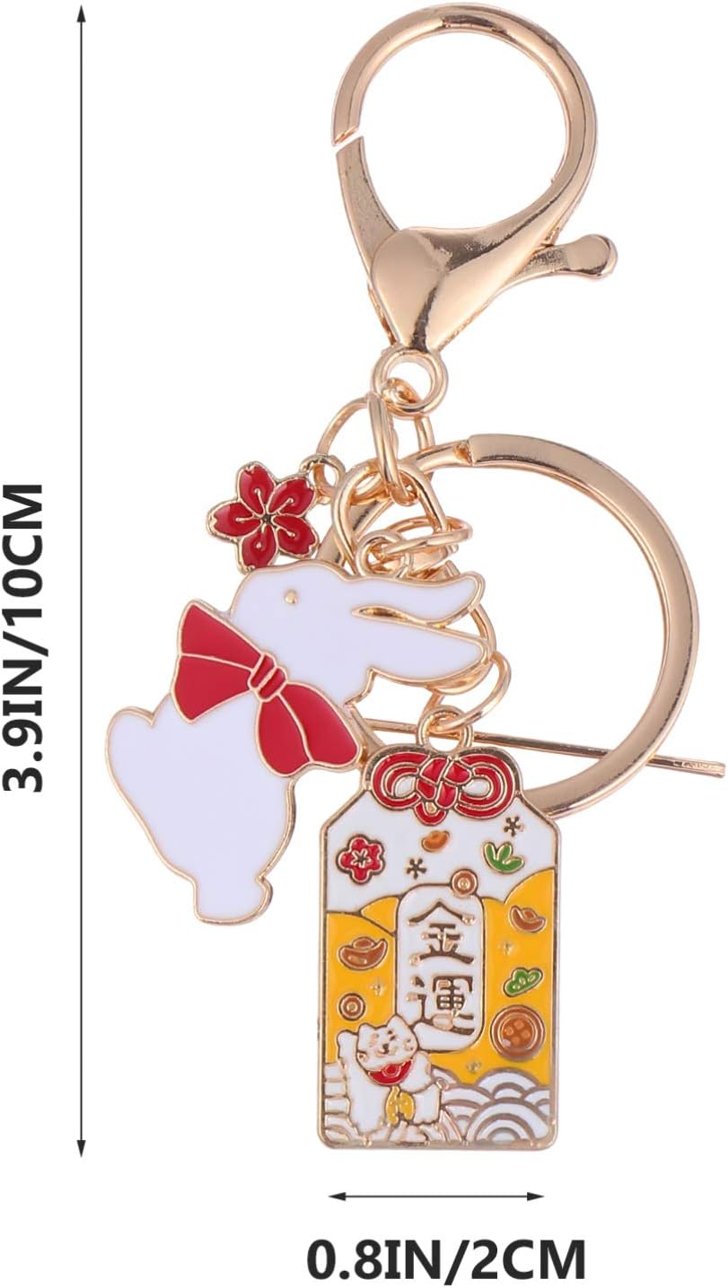 Lucky Cat Keychain Feng Shui Charms Keychain Japanese Style Metal Good Luck Charms s Fengshui Pendant Key Ring Car Bag for Education Love Wealth
